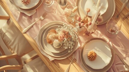 A table settings with flower arrangement