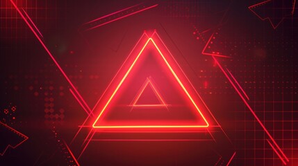 Glowing red triangle warning sign in digital space