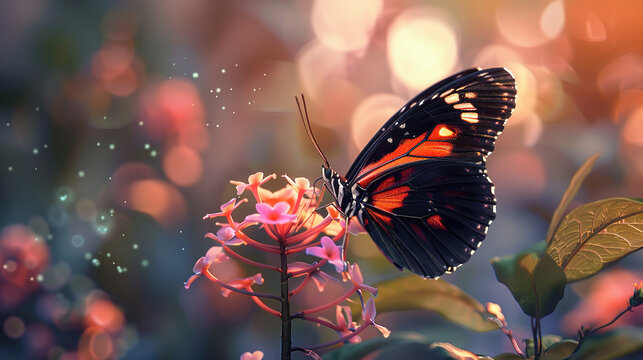 a beauty butterfly pearch on a flower preparing to suck the nectar upon the petal