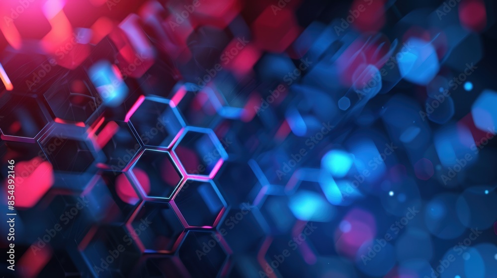 Canvas Prints abstract hexagon pattern in vibrant red and blue hues