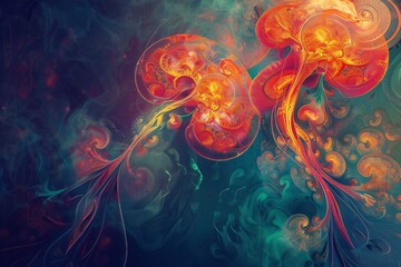 Fototapeta premium Abstract kidneys disease research background Generative Ai 