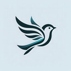Naklejka premium AI Generate of Flying Sparrow in Elegant Style with Minimal Geometric Form. Vector, Logo, Symbol. Businesses related to nature, vacational resort, travelling, tourism fashion, etc.