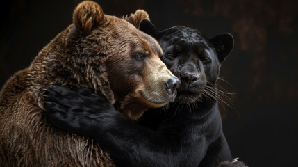 Bear and pantera hugging