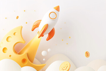 Fototapeta premium 3d spaceship rocket launch world space day business icon