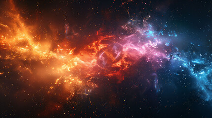 Obraz premium Scientific and technological radial lines, abstract KV main visual business PPT background