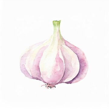 Hand drawn watercolor garlic vegetable isolated on white background