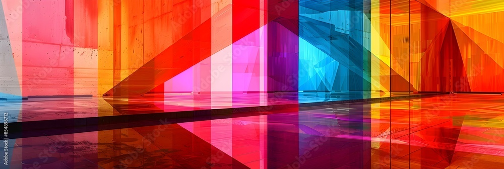 Aufkleber Abstract Architectural Prism Reflection Geometry Gradient Design Pattern