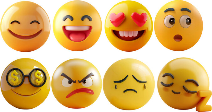 Naklejki set 3d emoji with Different Reactions 