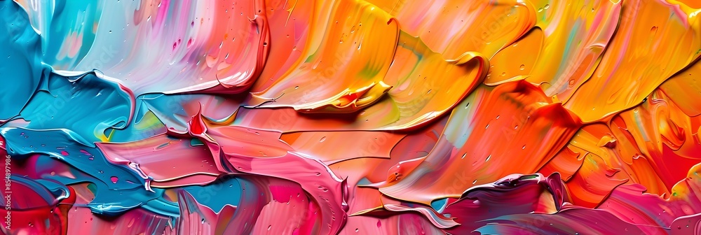Poster captivating abstract art with vibrant fluid brushstrokes and expressive palette of colors