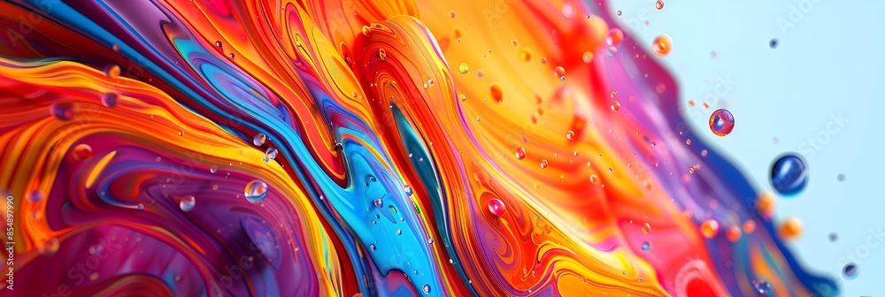 Aufkleber Captivating Abstract Fluid Art with Vibrant Splashes of Color and Dynamic Movement
