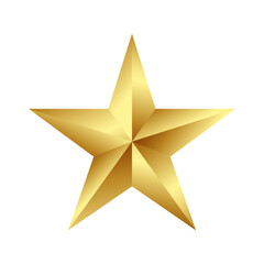 Obraz premium Gold luxury five-pointed 3D star on a white background. Award ceremony, anniversary, premium product. Vector stock illustration.