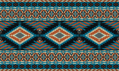 American tribal ethnic native pattern.Traditional Navajo,Aztec,Apache,Southwest and Mexican style fabric pattern.Abstract vector motifs pattern.For fabric,clothing,blanket,carpet,woven,wrap,decoration