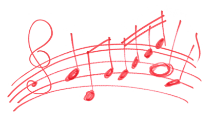 Grunge hand draw shape music notes, icons isolated on white, red marker