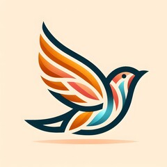 AI Generate of Flying Sparrow in Elegant Style with Minimal Geometric Form. Vector, Logo, Symbol. Businesses related to nature, vacational resort, travelling, tourism fashion, etc.