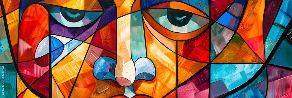 Poster Captivating Mosaic of Colorful Geometric Patterns and Surreal Fractals