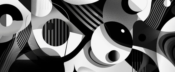 Monochrome Abstract Geometric Forms, Cartoon