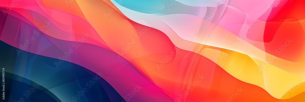 Poster captivating waves of vibrant gradient hues flowing through a mesmerizing digital landscape