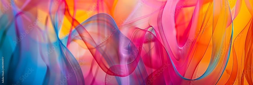 Poster Colorful abstract composition with fluid and wavy patterns creating a mesmerizing fantastical visual experience
