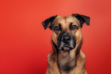 Obraz premium Anatolian Shepherd dog on minimalistic colorful background with Copy Space. Perfect for banners, veterinary ads, pet food promotions, and minimalist designs. 