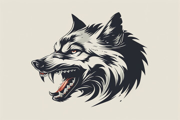 Fototapeta premium Wolf head logo inspired by the untamed wilderness. Display of primal power.