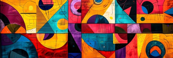 Fototapeta premium Dazzling Geometric and Abstract Mosaic of Vibrant Shapes and Colors for Contemporary Art and Design