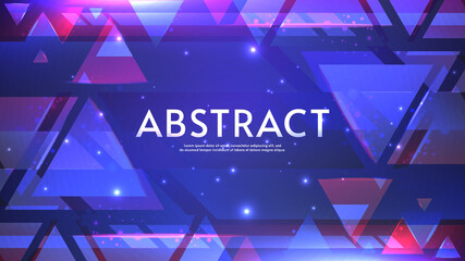 Purple digital triangle elements on dark backdrop. Motion effect. Futuristic technology concept. Raster banner.