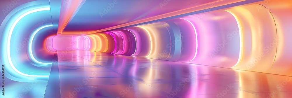Leinwandbilder dynamic neon tunnel of light and color mesmerizing futuristic digital corridor with flowing gradient