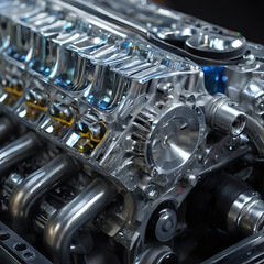 Fototapeta premium a close up of a engine with many different parts