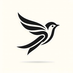 Obraz premium AI Generate of Flying Sparrow in Elegant Style with Minimal Geometric Form. Vector, Logo, Symbol. Businesses related to nature, vacational resort, travelling, tourism fashion, etc.