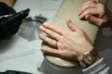Close-up of manicure process in a beauty salon