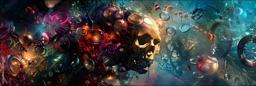 Poster explosive cosmic convergence of color light and mystical energy