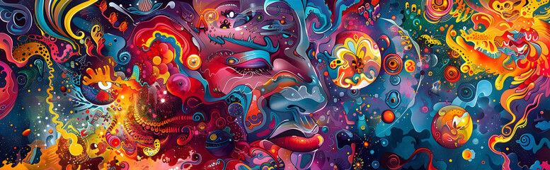 Explosive Cosmic Kaleidoscope of Vibrant Surreal Digital Art