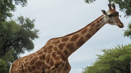 a giraffe standing in the middle of a forest