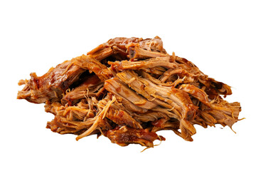 Obraz premium Delicious pile of tender pulled pork, perfect for BBQ and savory dishes. High-quality stock image for culinary and food industry use.