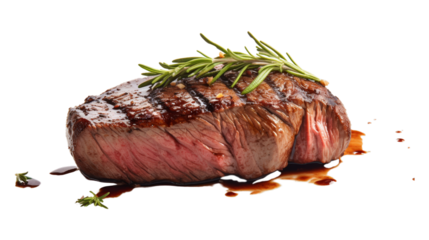 Grilled beef steak garnished with rosemary, PNG