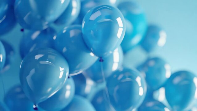 A bunch of blue balloons floating in the air, perfect for celebrations and events