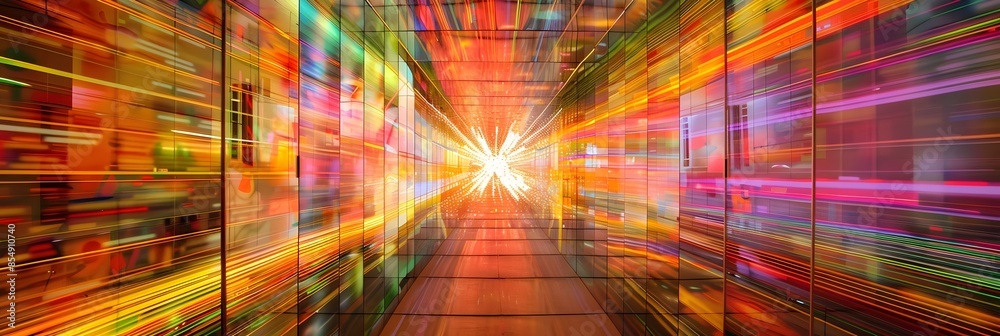 Fototapete kaleidoscopic tunnel of vibrant lights and geometric patterns depicting the boundless potential of t