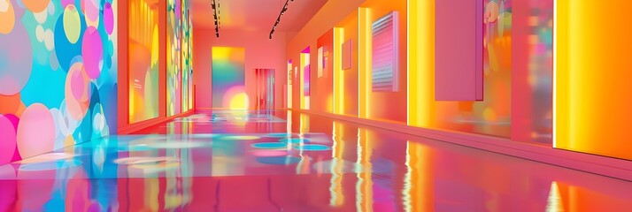 Obraz premium Kaleidoscopic Architectural Passage Bursting with Vibrant Hues and Captivating Symmetry
