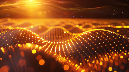 Particle luxury golden abstract background waves, golden particle abstract technology technology creative annual meeting style poster background