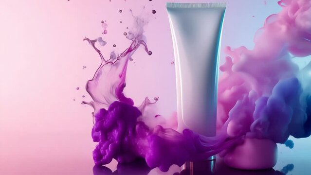 A tube of toothpaste with water splashing out of it, great about personal hygiene or bathroom scenes