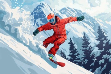 Snowboarding Adventure in the Mountains