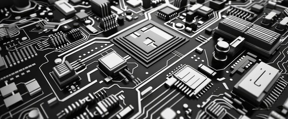 Monochrome Abstract Digital Circuits, Cartoon