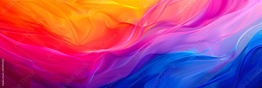 Aufkleber mesmerizing fluid gradient waves of vibrant colorful abstract art design for modern contemporary fas