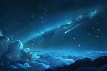 Fototapeta premium A starry night sky with a shooting star