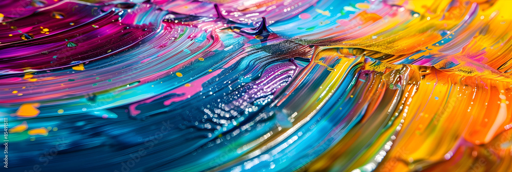 Aufkleber mesmerizing swirls of vibrant colors and iridescent fluidity an abstract digital painting showcasing