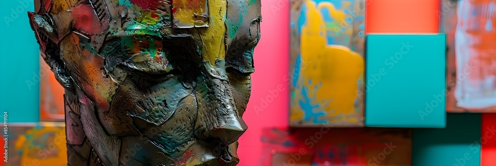 Poster The vibrant and expressive abstract artwork showcases a dynamic interplay of colors textures and layers creating a visually captivating and
