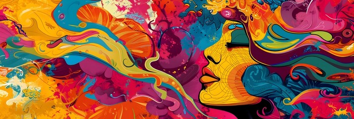 Vibrant Abstract Composition Showcasing Fluid Imagination and Captivating Chromatic Expressions