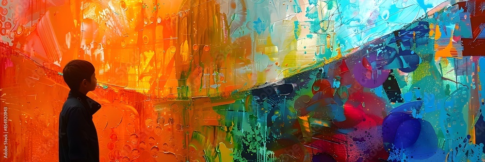Aufkleber Vibrant Abstract Expressionist Painting Capturing the Essence of Emotion and Creativity