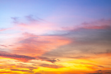 Beautiful , luxury soft gradient orange gold clouds and sunlight on the blue sky perfect for the background, take in everning,Twilight, Large size, high definition landscape photo