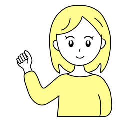 笑顔でガッツポーズをする若い女性のイラスト素材